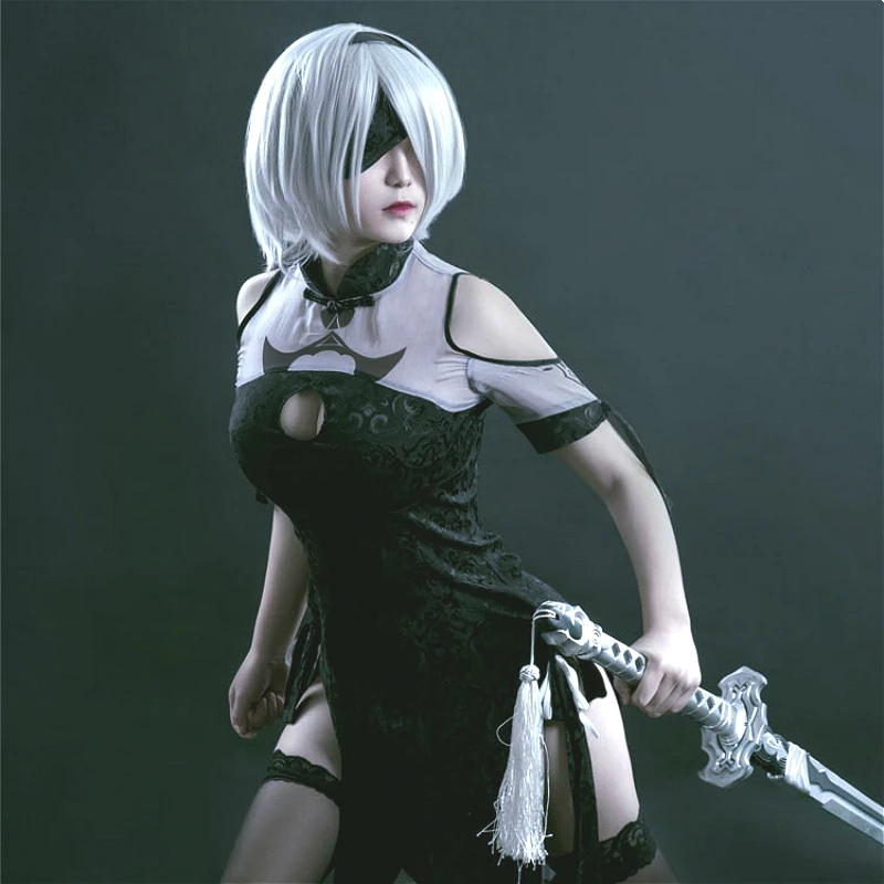 

Новый костюм для косплея из аниме игры Nier Automata 2B, косплей-костюм Yorha No. 2 Type B, сексуальное платье Чонсам по индивидуальному заказу