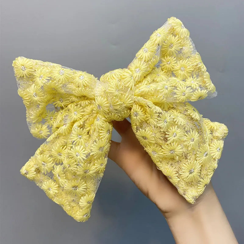

Cute Romantic Big Bowknot Hair Clip Lace Floral Butterfly Hair Pin Daisy Flower Embroidery Hair Accessories for Women Jewelry