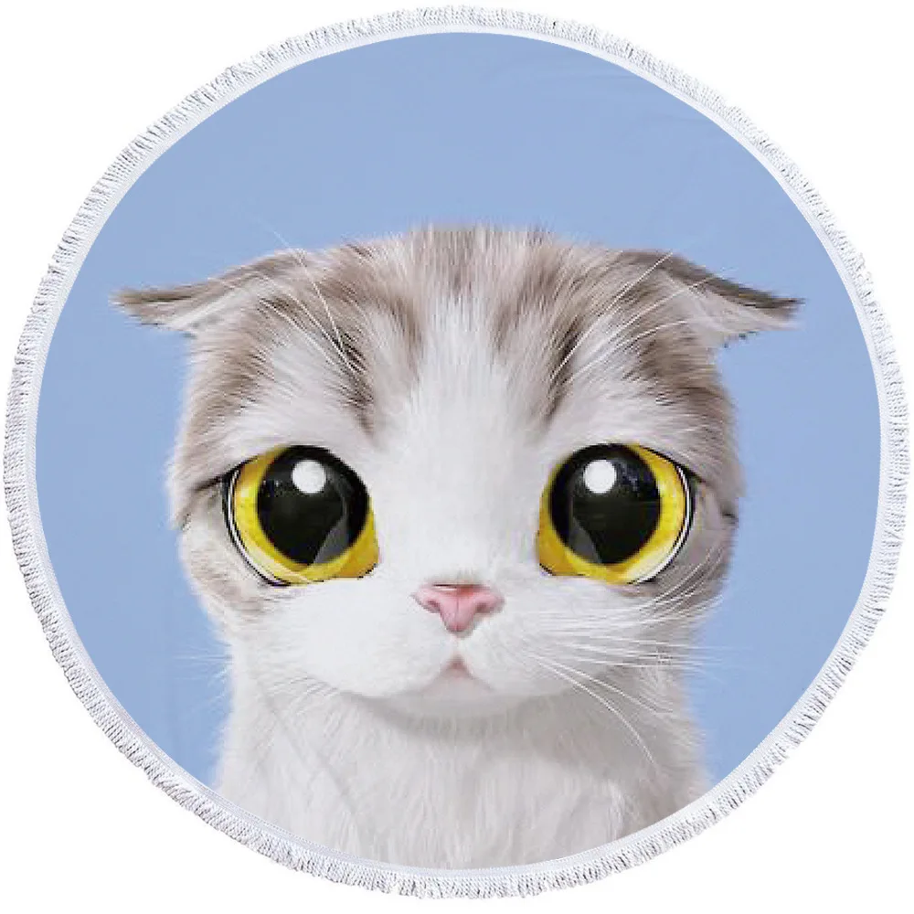 Пляжное полотенце Husky с кисточкой подарок собаке кошке белке банное для душа