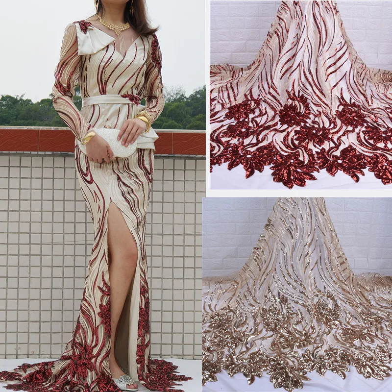 Тяжелая работа расшитая блестками французская сетка кружевная ткань с вышивкой