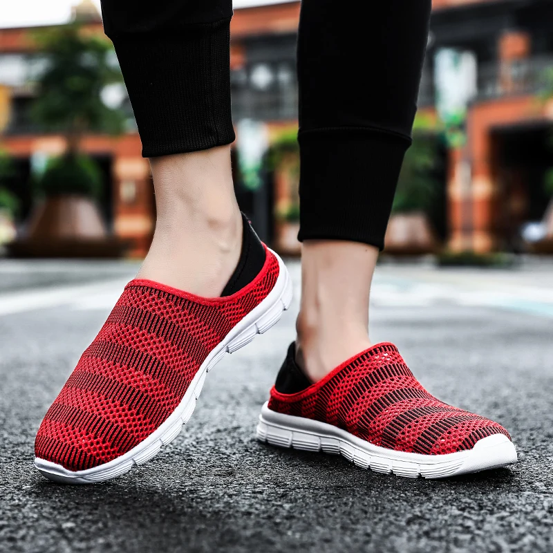 

Susugrace Hot Sale Summer Men Loafers Breathable Outdoor Mesh Lightweight Slip-on Casual Flats New Gray Walking Shoes for Male