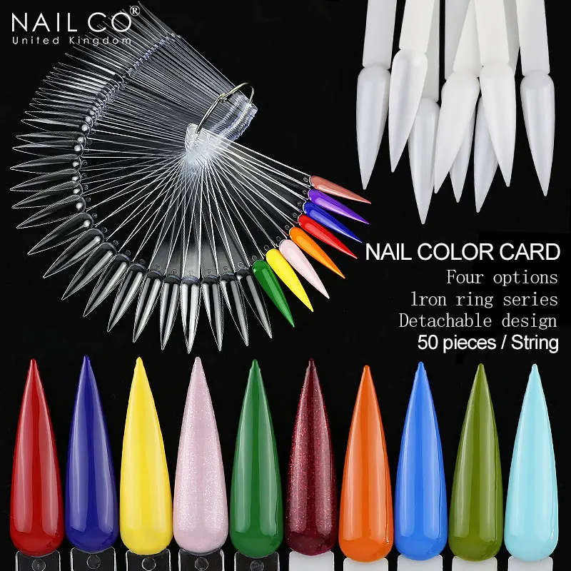 NAILCO 50pcs/set Color Tips Fake Nail Art Polish Full Cover Luxury Gel Press On Nails Varnish Colors Showing Chart Tool - купить по