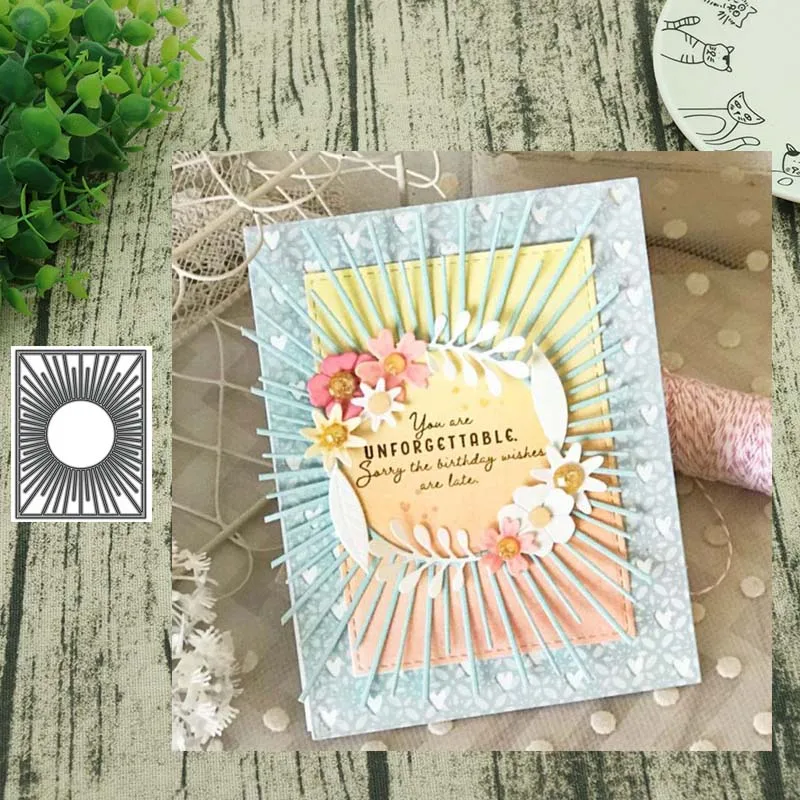 Металлические штампы sunburst рамка вырезанная форма украшение для скрапбукинга