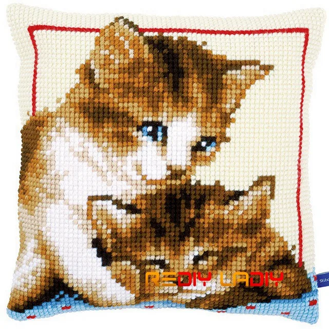 CX0860 DIY Вышивка крестом Подушка передняя игривые котята подушки массивные наборы вышивки крестиком акриловая пряжа чехол для подушки домашний декор ремесла - Цвет: CX0860