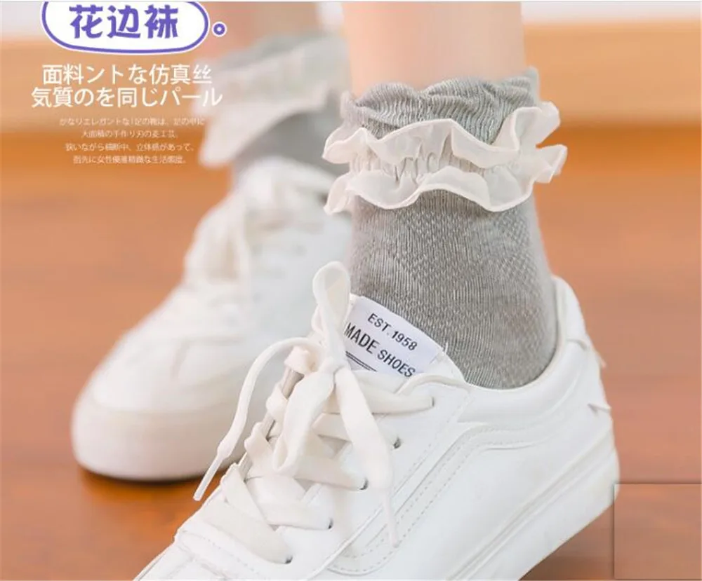 Милые женские короткие носки в стиле лолита хлопковые разных цветов для девушек