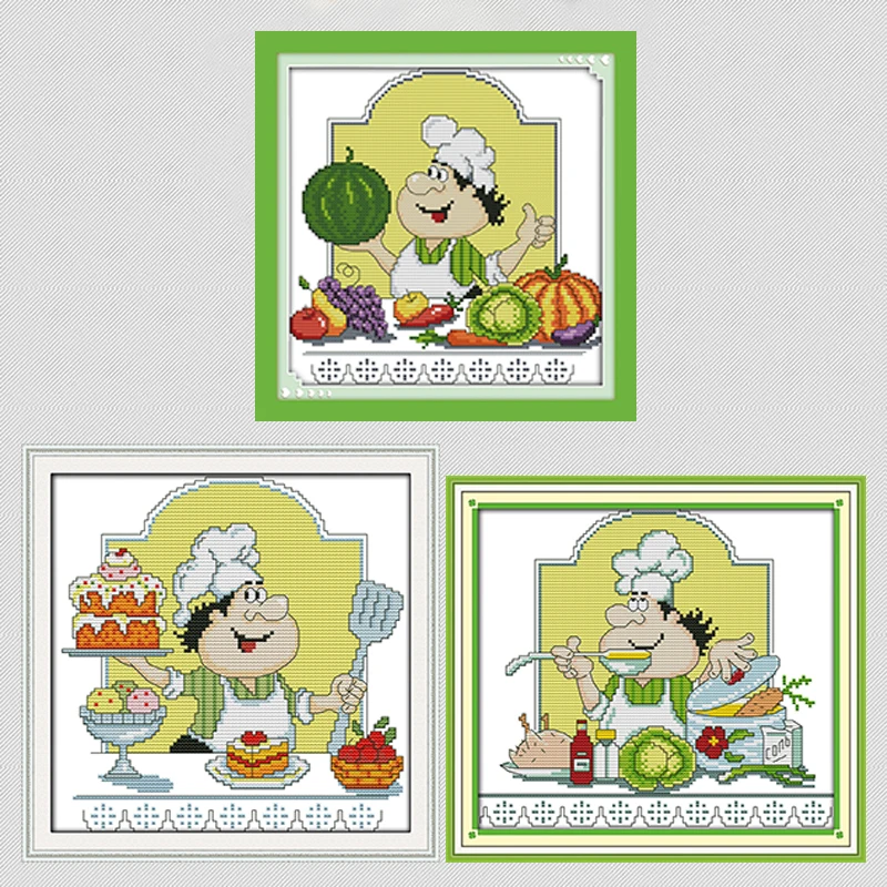 Humor chef кухонные украшения декор из мультфильма картины напечатанные на холсте DMC