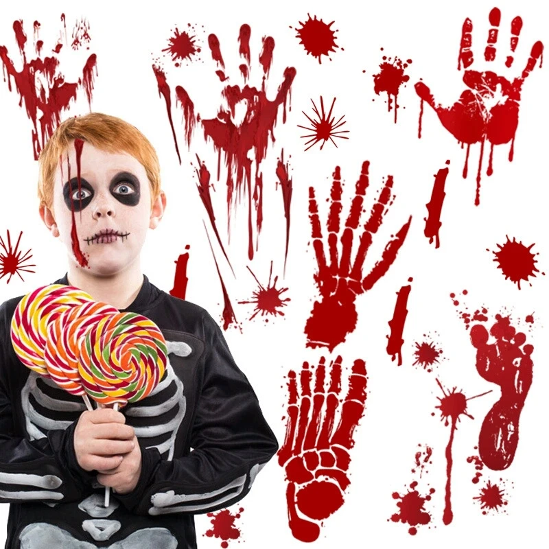 ПВХ Хэллоуин кровяная печать Декор наклейка на стену украшение дома настенное