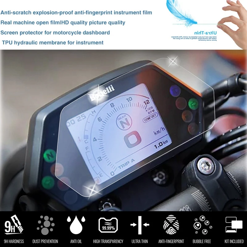 

Motorcycle Cluster Scratch Protection Film Screen Protector for Benelli 502C 2019-2020