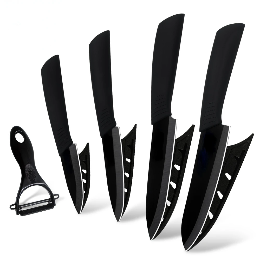 

Набор керамических ножей, кухонные инструменты из циркония, с нескользящей ручкой, черное лезвие 3, 4, 5, 6 дюймов, для фруктов, овощей