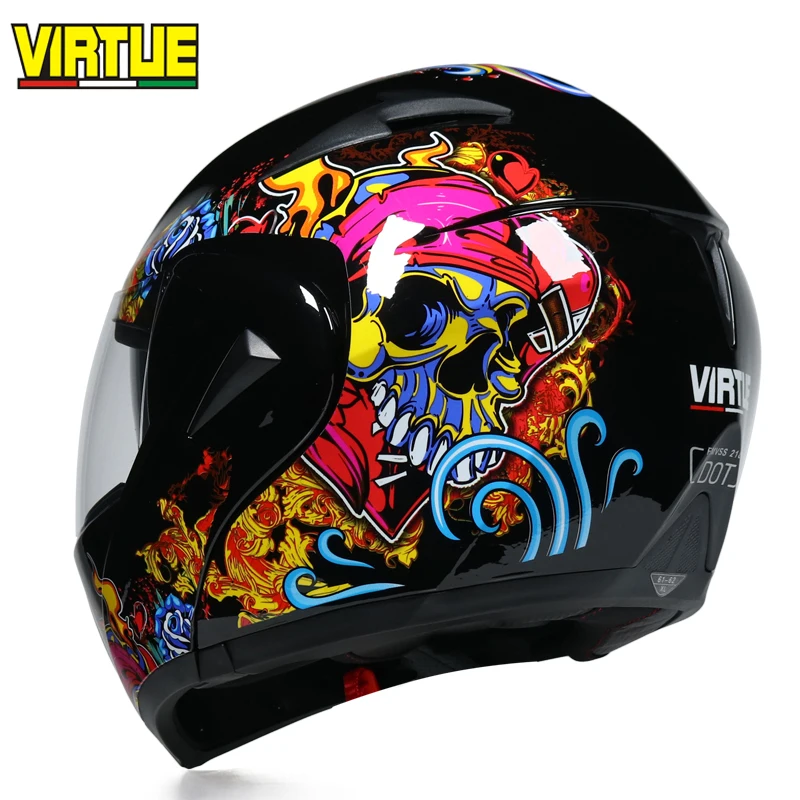 Модульный мотоциклетный шлем с двойными линзами откидной полным покрытием лица |