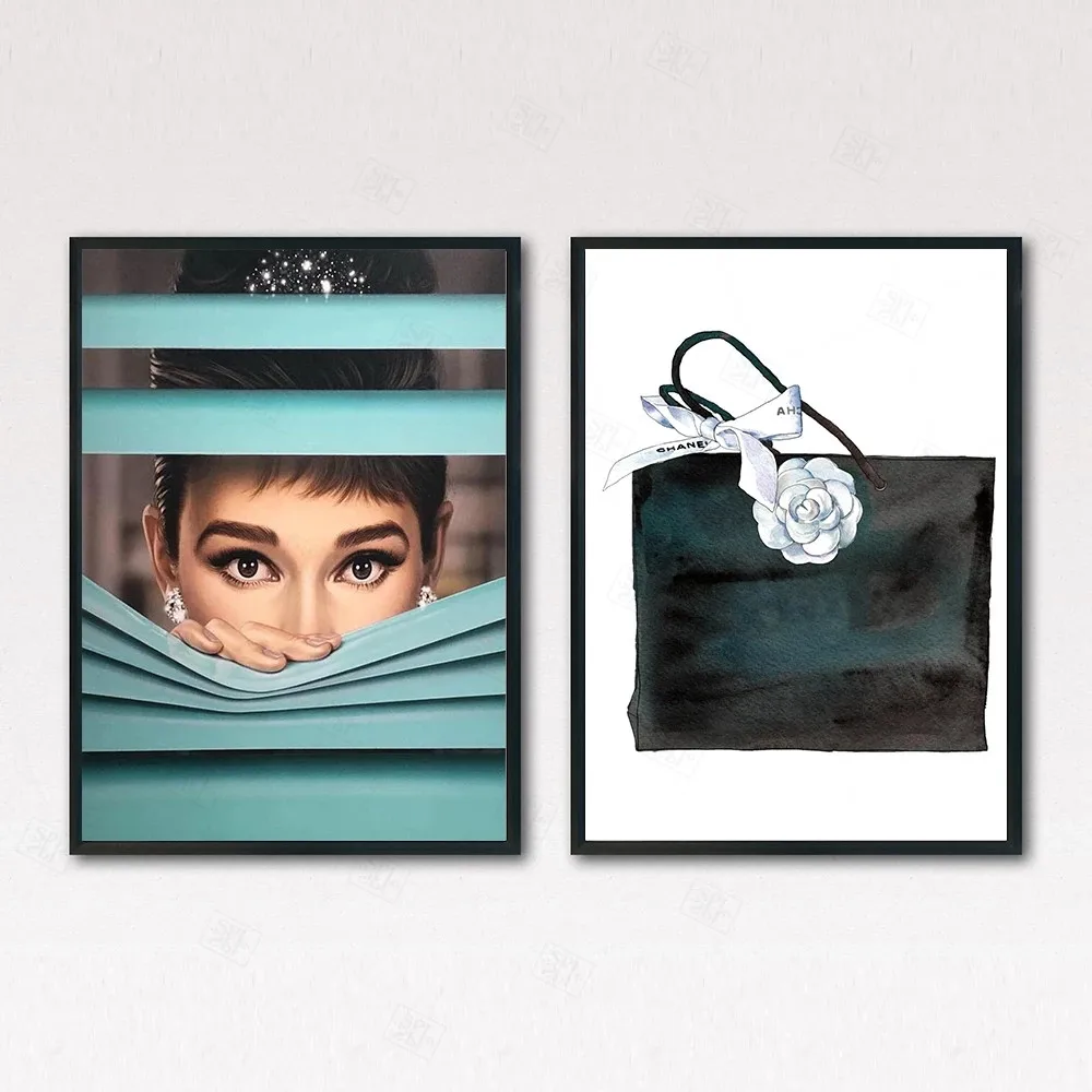 Картина на холсте Одри Хепбёрн с сумкой | Дом и сад