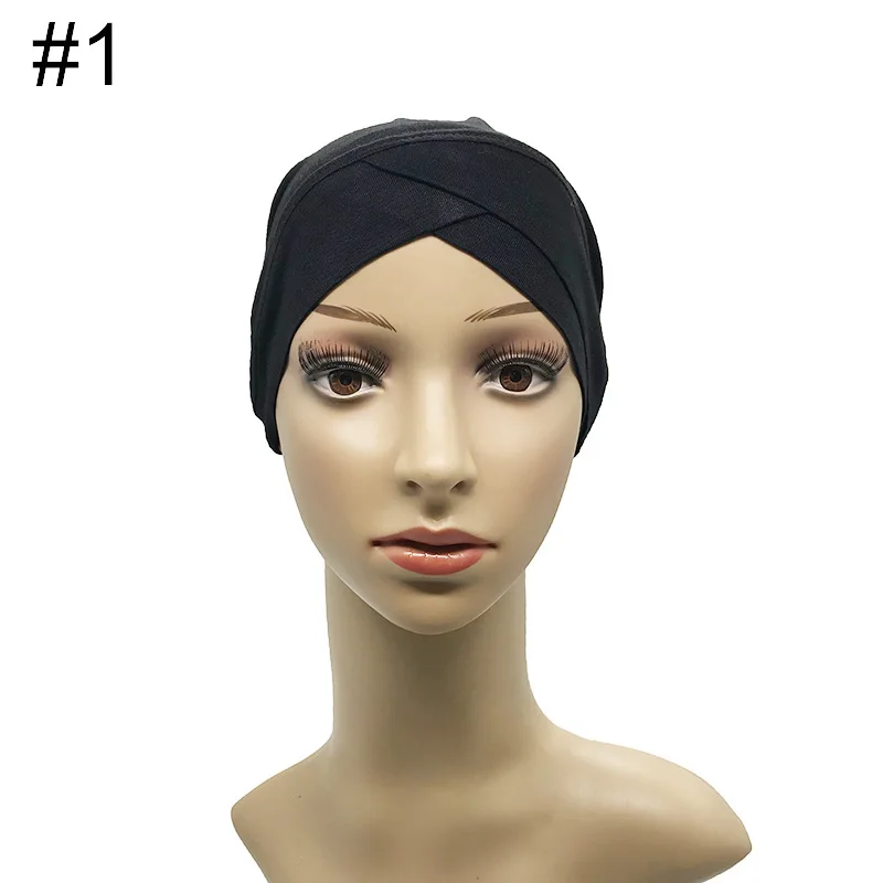 

Solid Color Modal Elastic Base Hat Indian Hat Forehead Cross Turban Hat