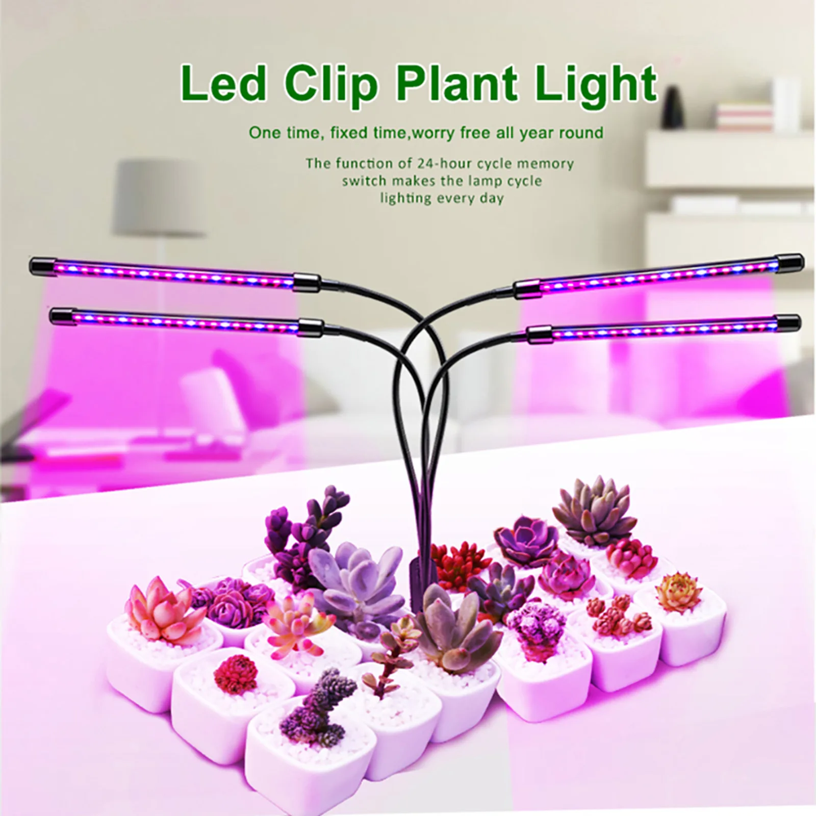 

For Plants Seedlings LED Grow Light USB Phyto Lamp Led Full Spectrum ABS With Clip Single-tube Timer Can Be Set