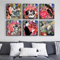 child kiss graffiti street art canvas painting love is all we need poster print wall art picture for living room decor no frame