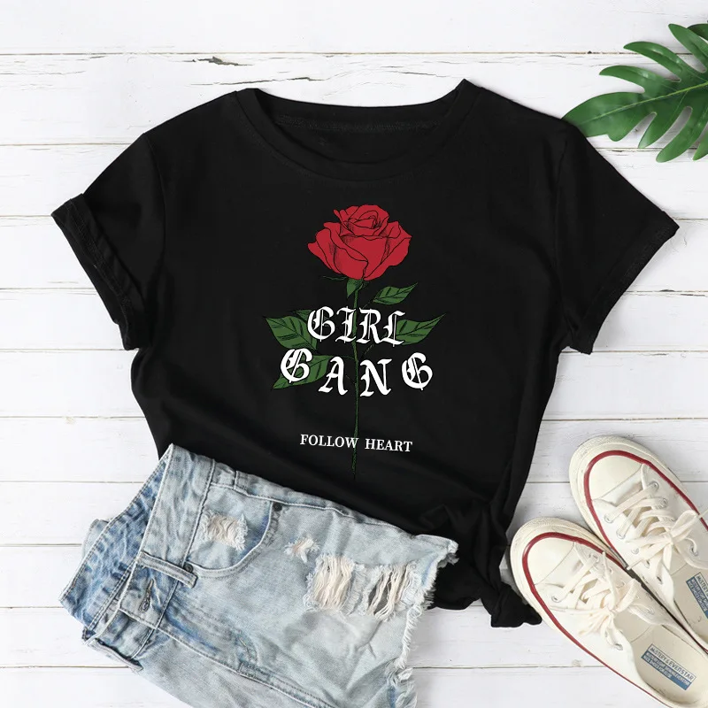 Женская футболка с буквенным и розовым принтом Харадзюку 20 новых летних