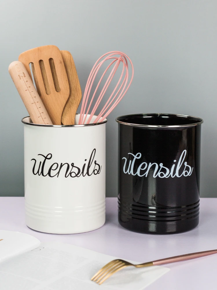 

Kitchen Utensil Storage Container Metal Pot Bucket Spoon Chopsticks Spoon Holder Clip Box Tableware Tools