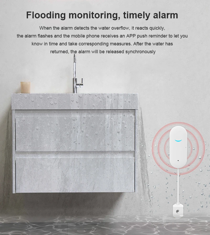 Tuya Home Alarm Water Leakage Independent WIFI Leak Sensor Detector Flood Alert Overflow Security System | Безопасность и защита