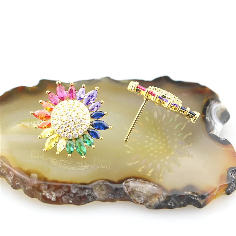 5 пара/лот радужные серьги-гвоздики из кубического циркония нежные с кубическим