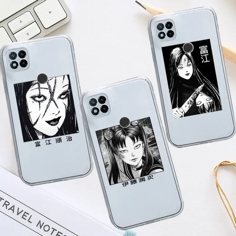 

junji to Anime cartoon horror design Phone Case Transparent for Xiaomi redmi note 5 7 8 9 10 11 t S A lite pro funda