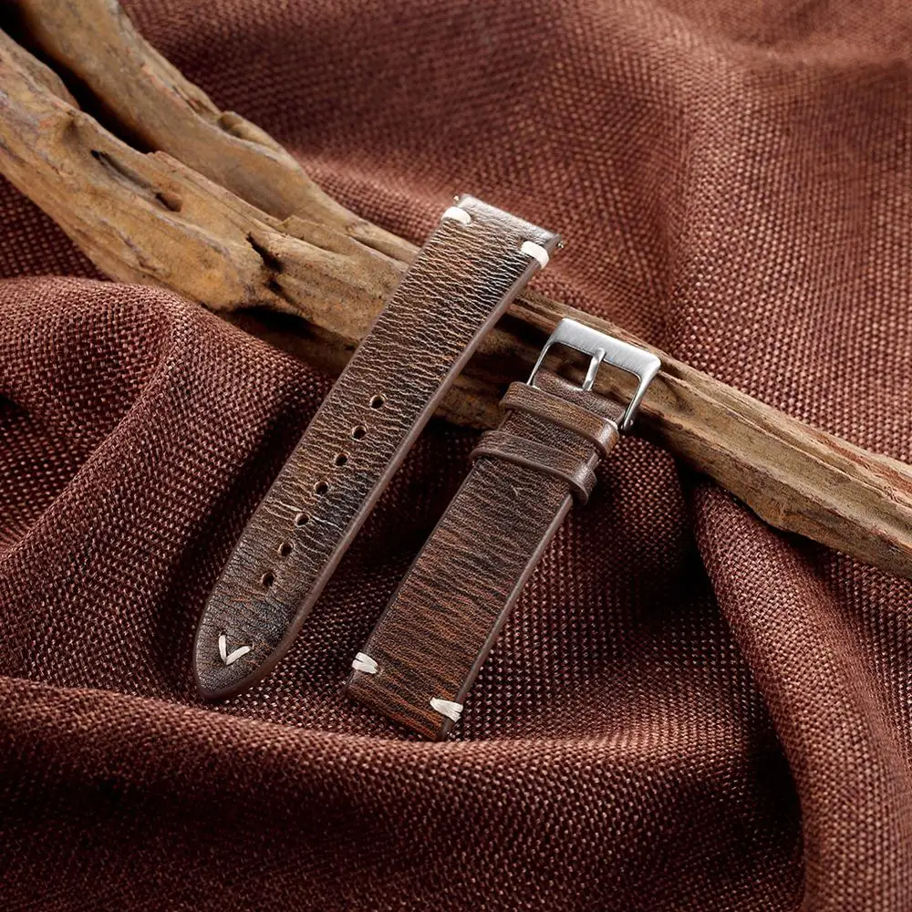 Ремешок из натуральной кожи для мужских и женских часов винтажный сменный