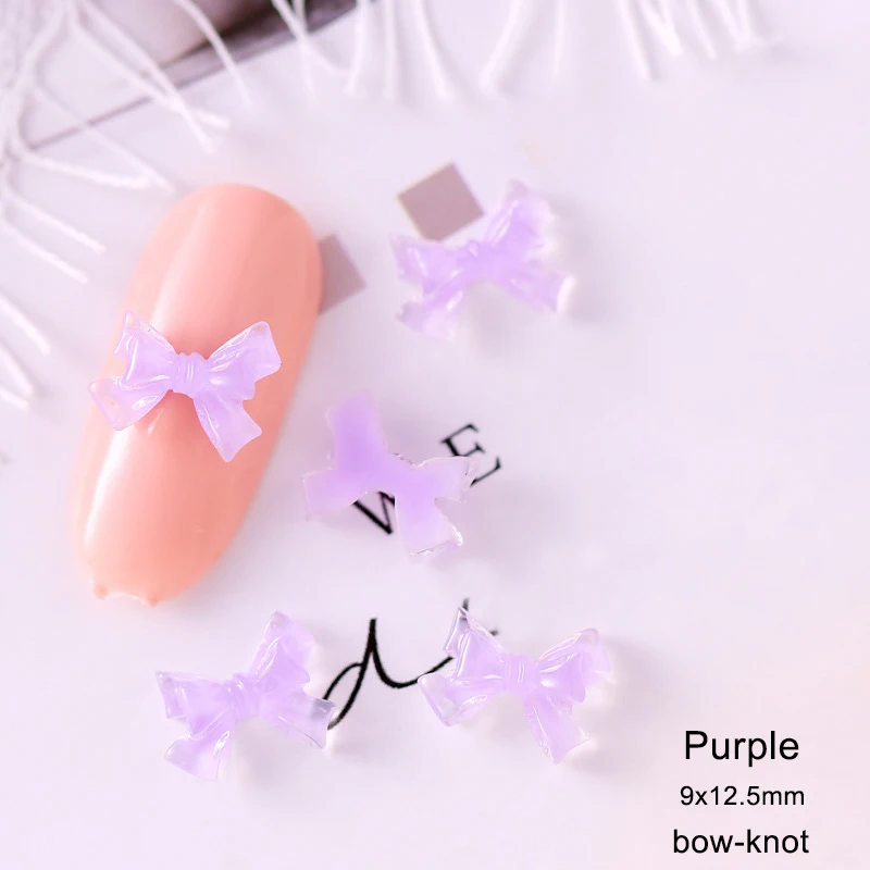 

Bow Knot Nail Art Decoration Flat Back Transparent Ice Color 9X12.5MM 3D Fingernail DIY Accessories 30/100pcs