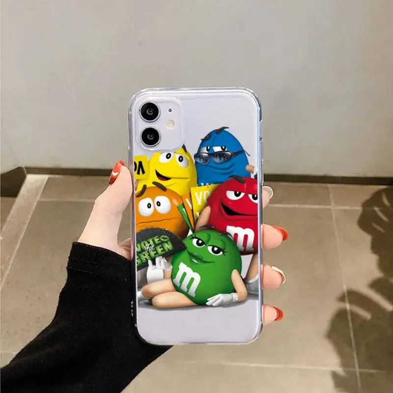 

M&M's Chocolate Nutella Bottle Phone Case Transparent for iPhone 6 7 8 11 12 s mini pro X XS XR MAX Plus