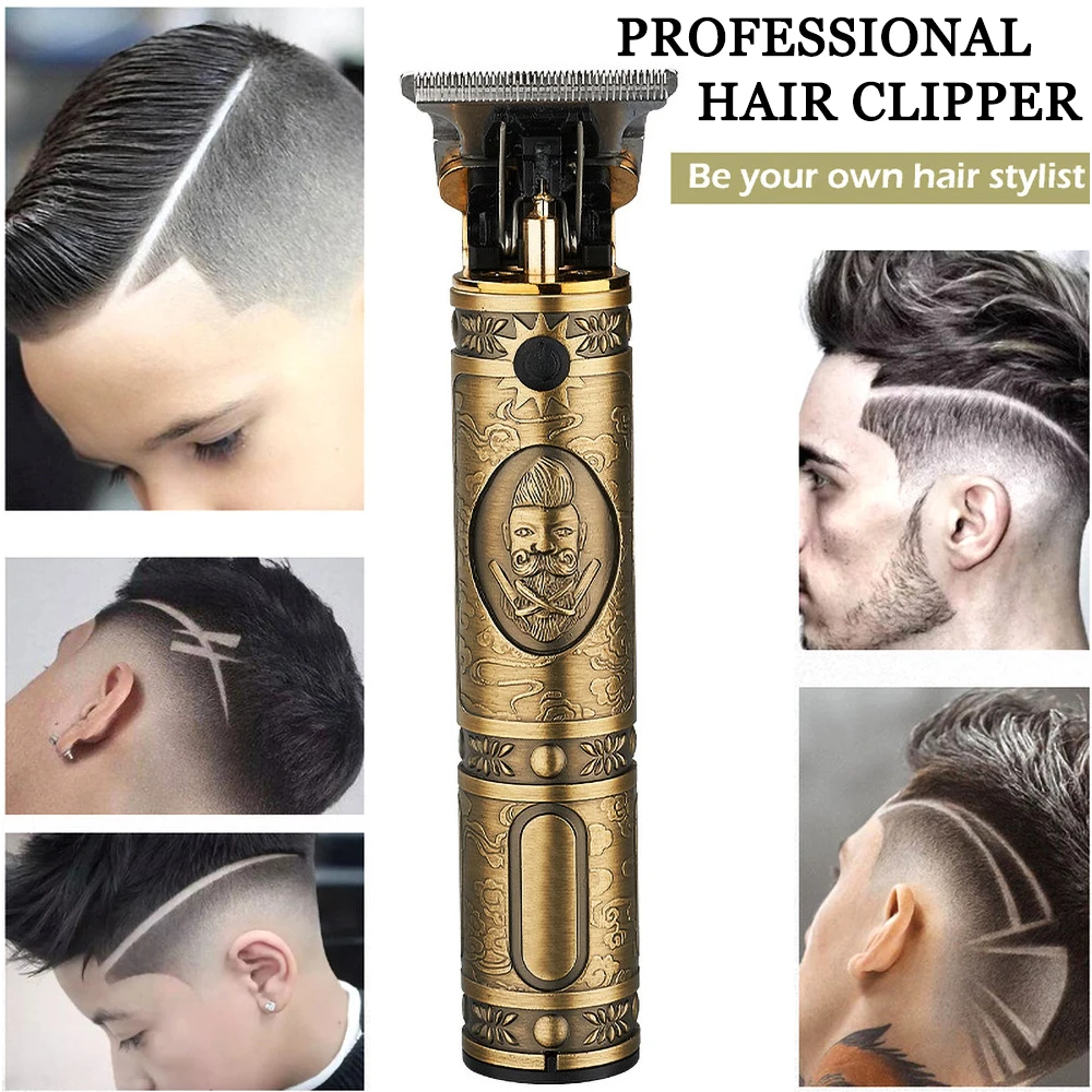 

Electric Clippers Hair Trimmer 0mm Baldheaded Haircutting Machine T-Blade Hair Clipper Barbers USB Rechargeable Cordless Beard
