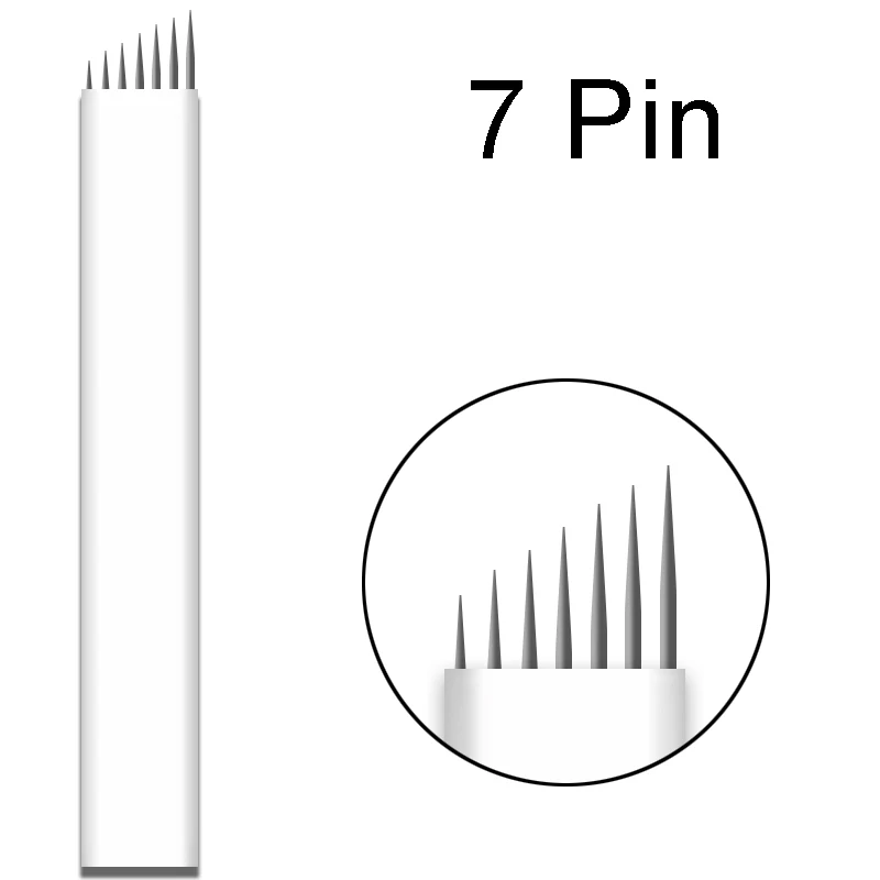 7 Pin 200 шт. 9 12 14 16 18 штифтов микроблейдинг иглы Permenent макияж татуировки иглы Lamina Agulhas Tebori лезвие для ручного бровей ручка - Габаритные размеры: 7 Pin