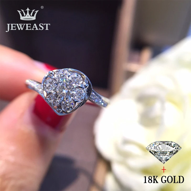 Кольцо с натуральным бриллиантом 18K золото чистое красивое кольцо драгоценными
