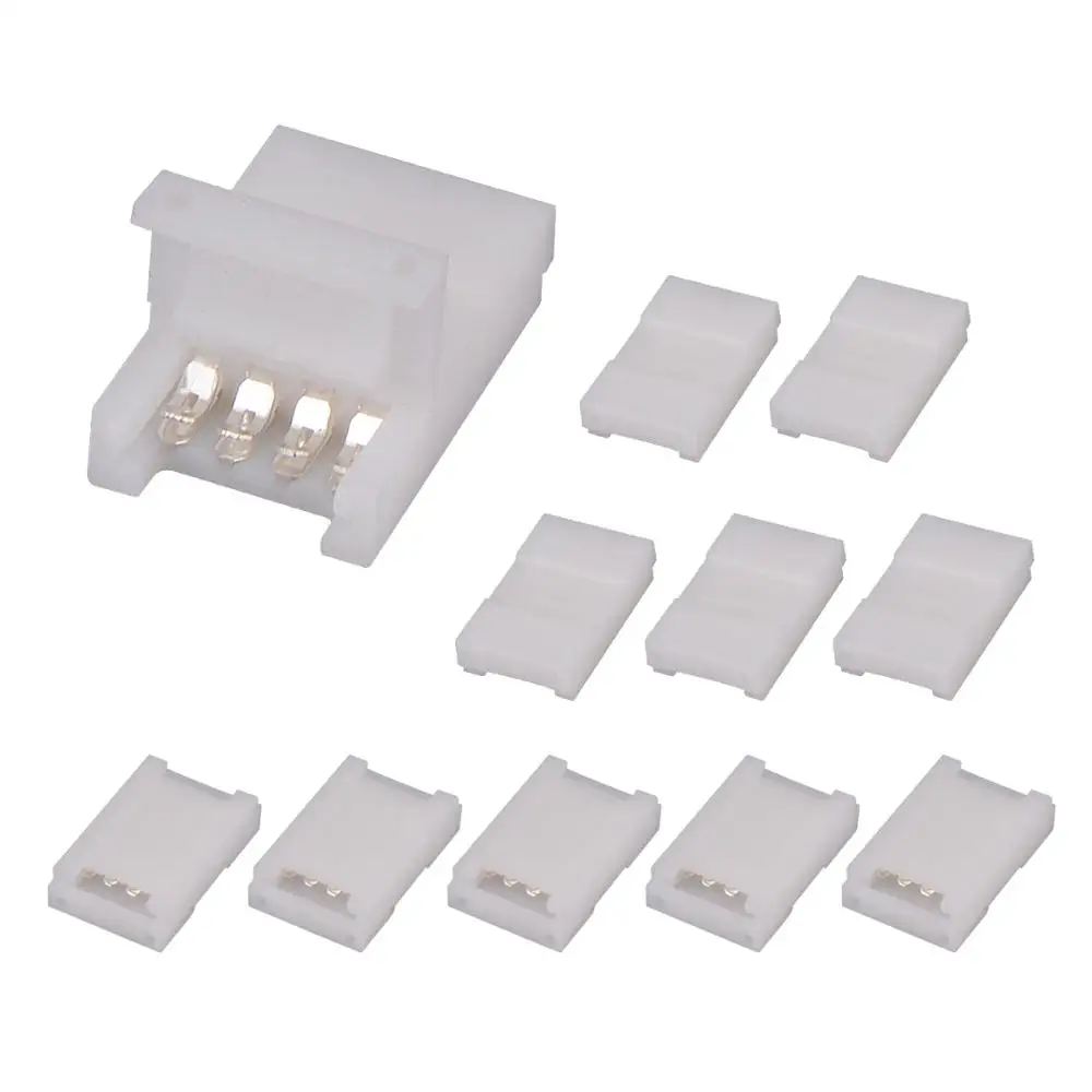 

10pcs 4-Pin RGB LED Light Strip Connectors 10mm Unwired Gapless Solderless for 5050 RGB LED Strip 10pc 4PIN RGB Connectors