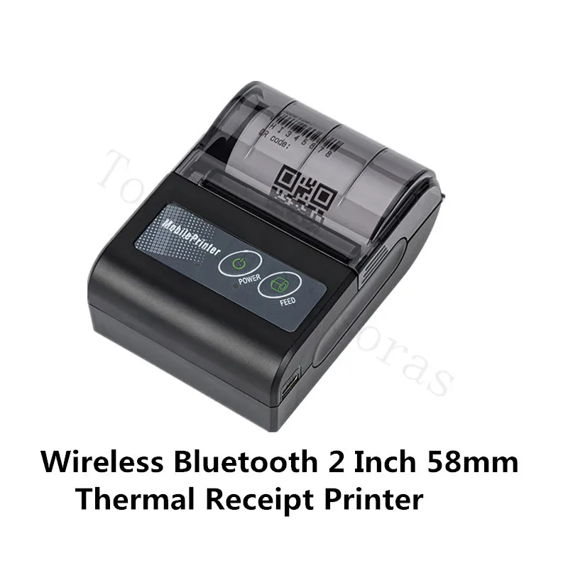 Mini impresora térmica portátil de 58mm, máquina de impresión de recibos inalámbrica,...