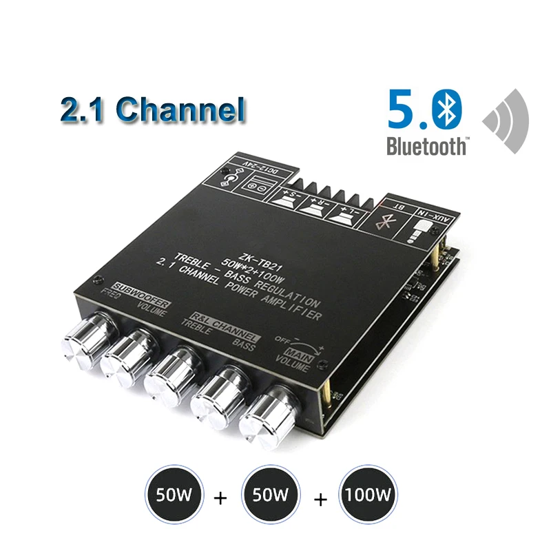 Bluetooth 5 0 2*50 Вт + 100 TPA3116D2 Плата усилителя мощности сабвуфера 2 1 каналов Класс D