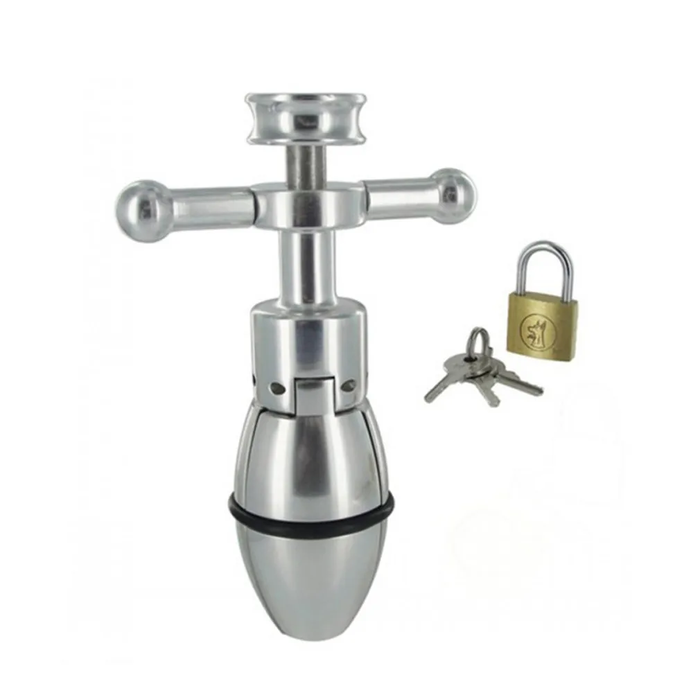 Stainless Steel Anal Dilator Male Chastity Device Anus Expansion Adjustable Metal Butt Plug Lock Vagina Sex Toys for Couples Men | Красота и