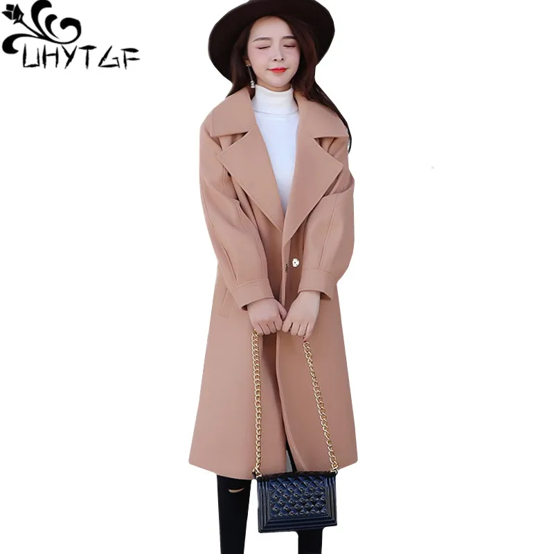 UHYTGF женские зимние пальто однобортный сладкий элегантный женский лацкан