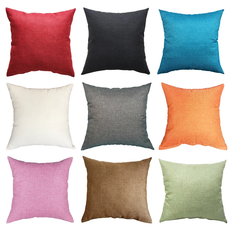

Linen Style Back Cushion Square Lumbar Pillow for Sofa/Bed/Chair, With Pillow Core Removable Washed Solid Color