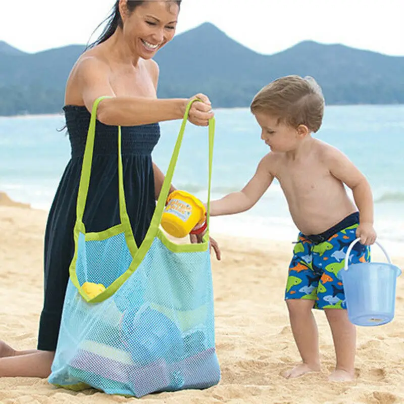

Kids Beach Mesh Net Collect Toys Large Storage Bag Swimming Wash Tote Portable Folding Handbag Hot Sale