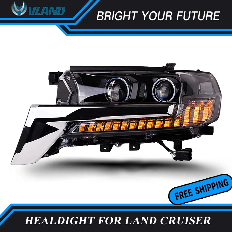 Автомобильный светодиодный налобный фонарь для Toyota Land Cruiser LC200 2016 2017 2018 головной