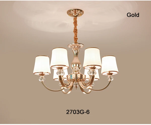 6 light gold Современный блеск, хромированные металлические светодиодные люстры, светильник ing Crystal, для гостиной, светодиодные подвесные люстры, светильник s, для спальни, светодиодный подвесной светильник - Цвет абажура: 6 light gold