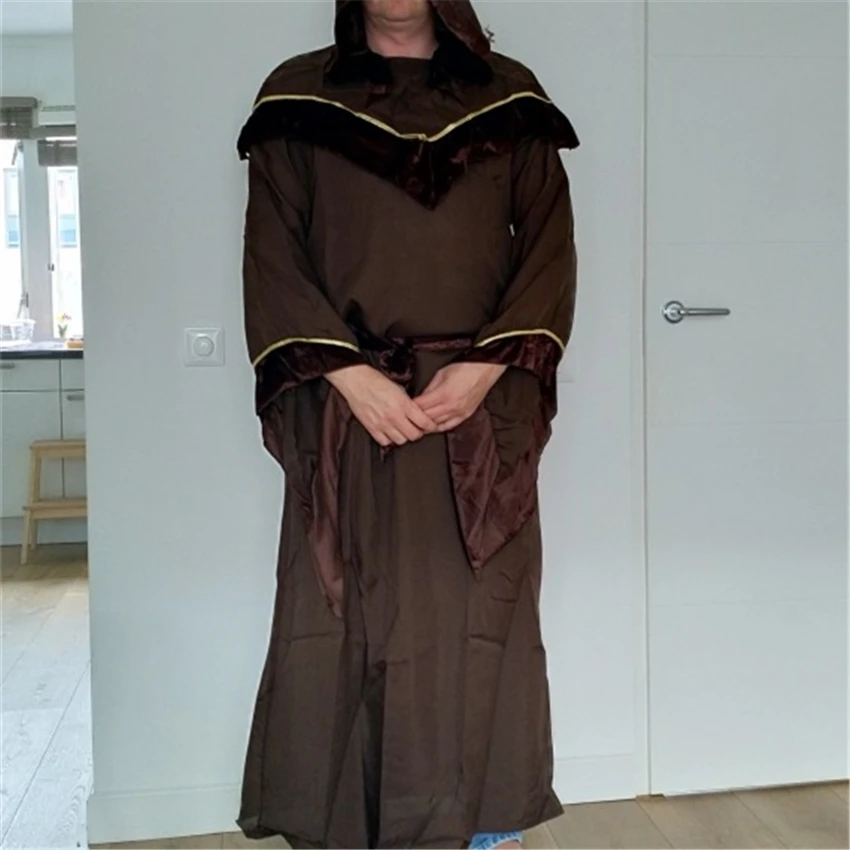 

New Medieval Wizard Cosplay Halloween Costumes for Men Adult Religious Godfather Party Performance Mage Uniform for Man Robe Set