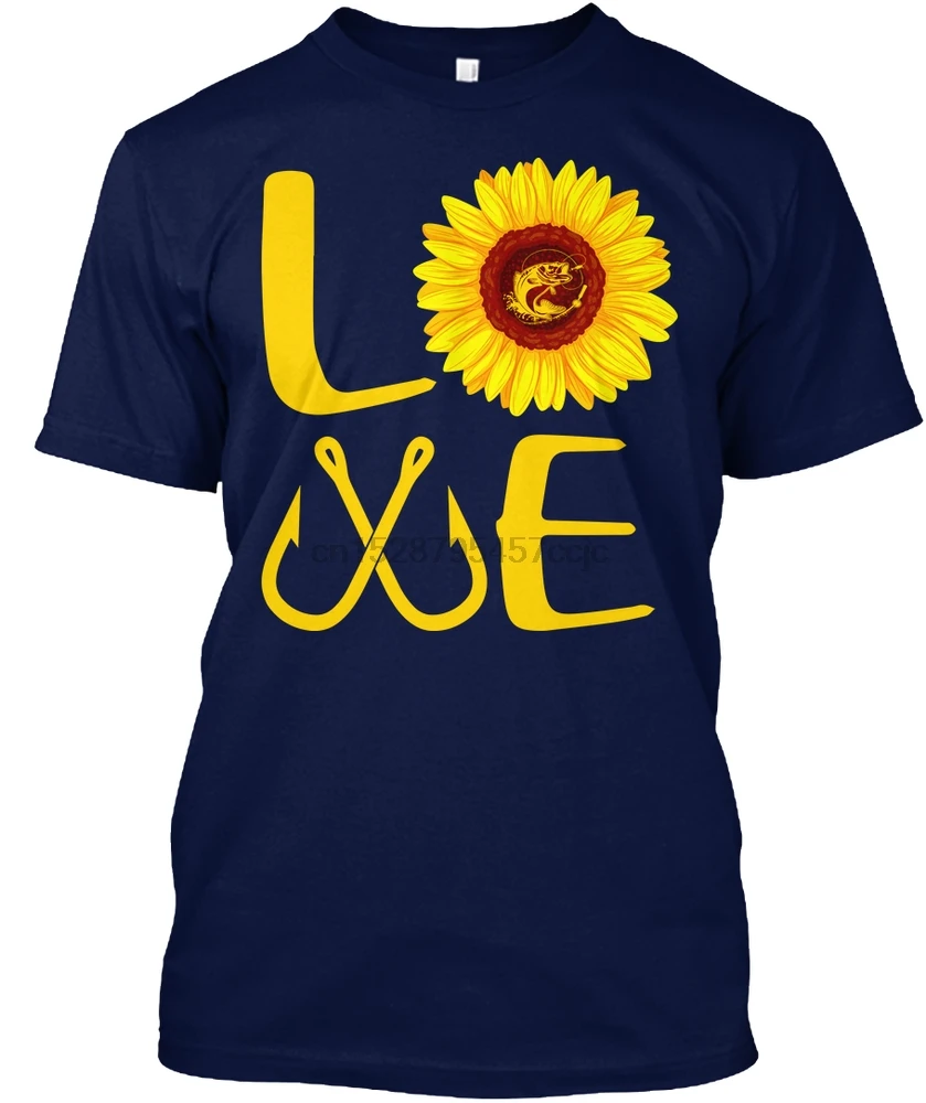 Мужская футболка с подсолнухами рыболовные крючки надписью Love женская