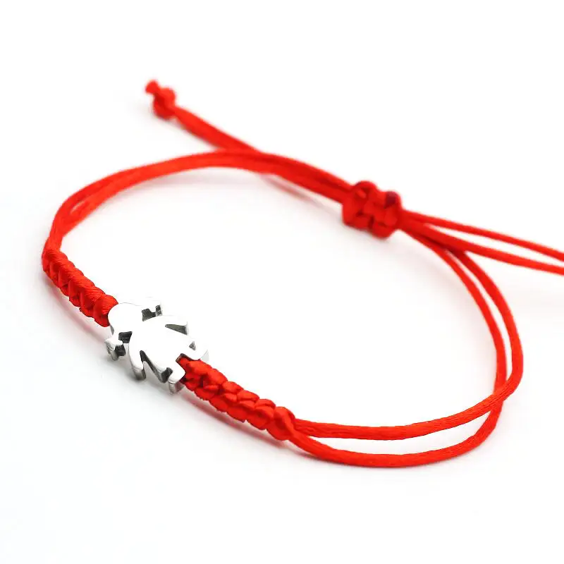 Нержавеющая сталь маленький амулетный браслет для девочек Радужный шнур черный