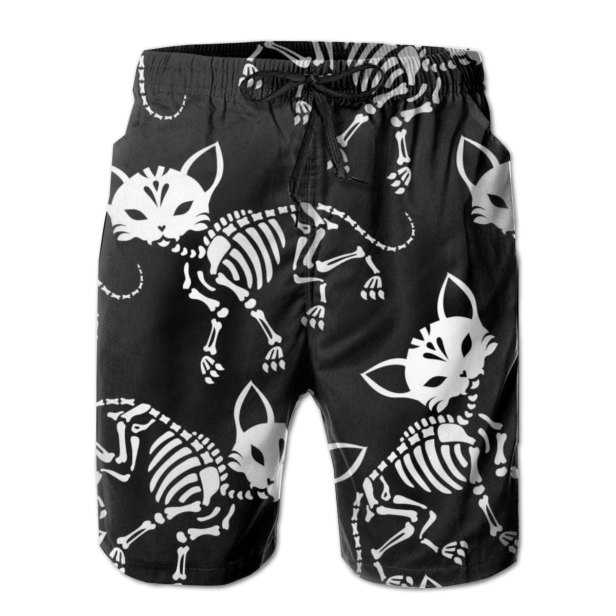 

Mens Swimming Shorts Swimwear Cute Skeletons Cats Day Of The Dead Trunks Swimsuit Man Beach Wear Short Pants Bermuda Boardshorts