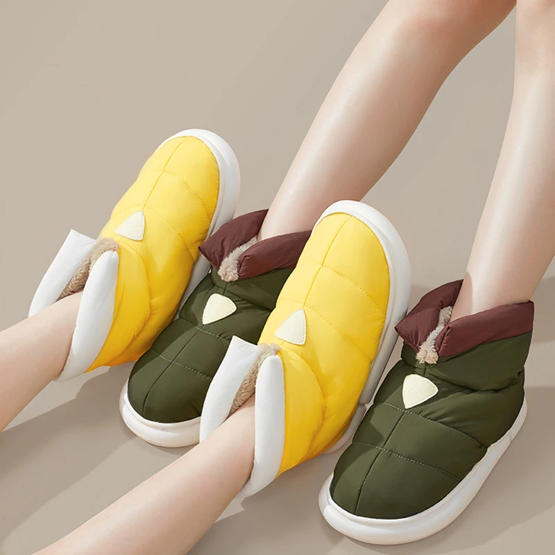 

Warm Bootie Slippers Women Winter Wrap Heels Plush Shoes Ladies Indoor Outdoor Waterproof Soft Fluffy Comfy Slip On Breathable