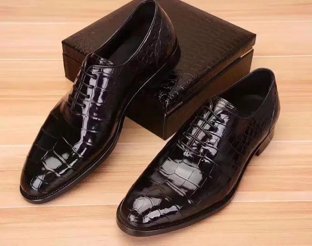 100% натуральная крокодиловая кожа модные мужские туфли с подкладкой из коровьей