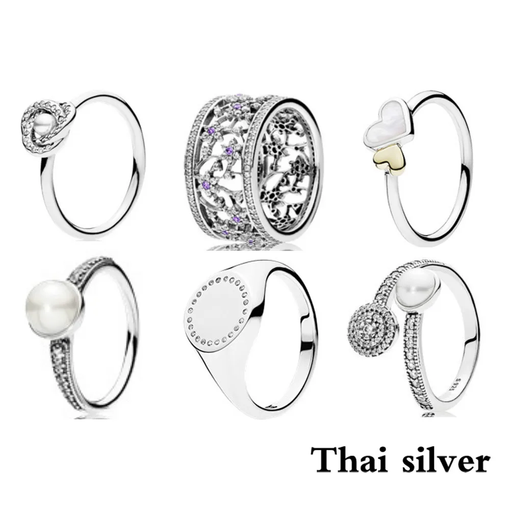 

2019 NEW 100% Sterling Thai Silver Vintage Glamorous Snowflake Love Pearl Ring Premium Flower Limited Edition Original Jewelry