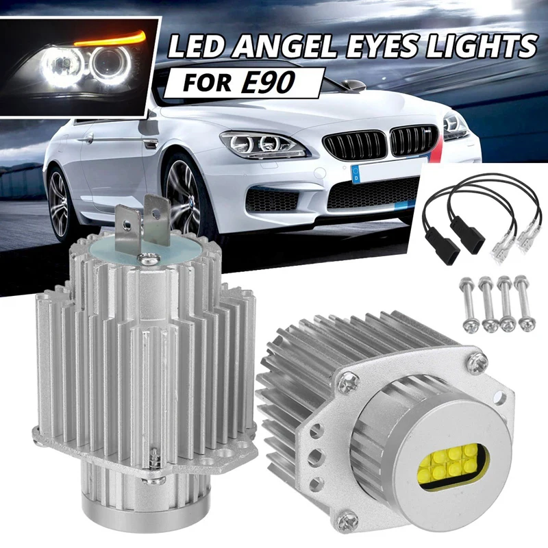 2Pcs Angel Eyes CANbus 80W LED Headlight Marker Light Bulbs Error Free for -BMW E90 E91 3 Series 2005-2008 Super White