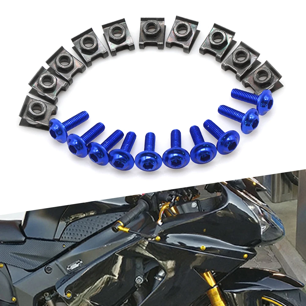 

10 PCS Motorcycle M6 CMC Fairing Screw Fastener Clips Body Spring Nut Bolts For YAMAHA XSR900 ABS XSR 900 700 155 XSR700 XSR155