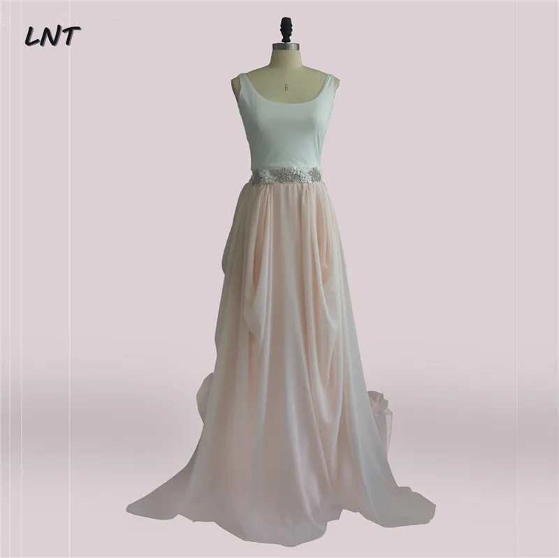 Свадебные платья с круглым вырезом из двух частей для загородного пляжа женские