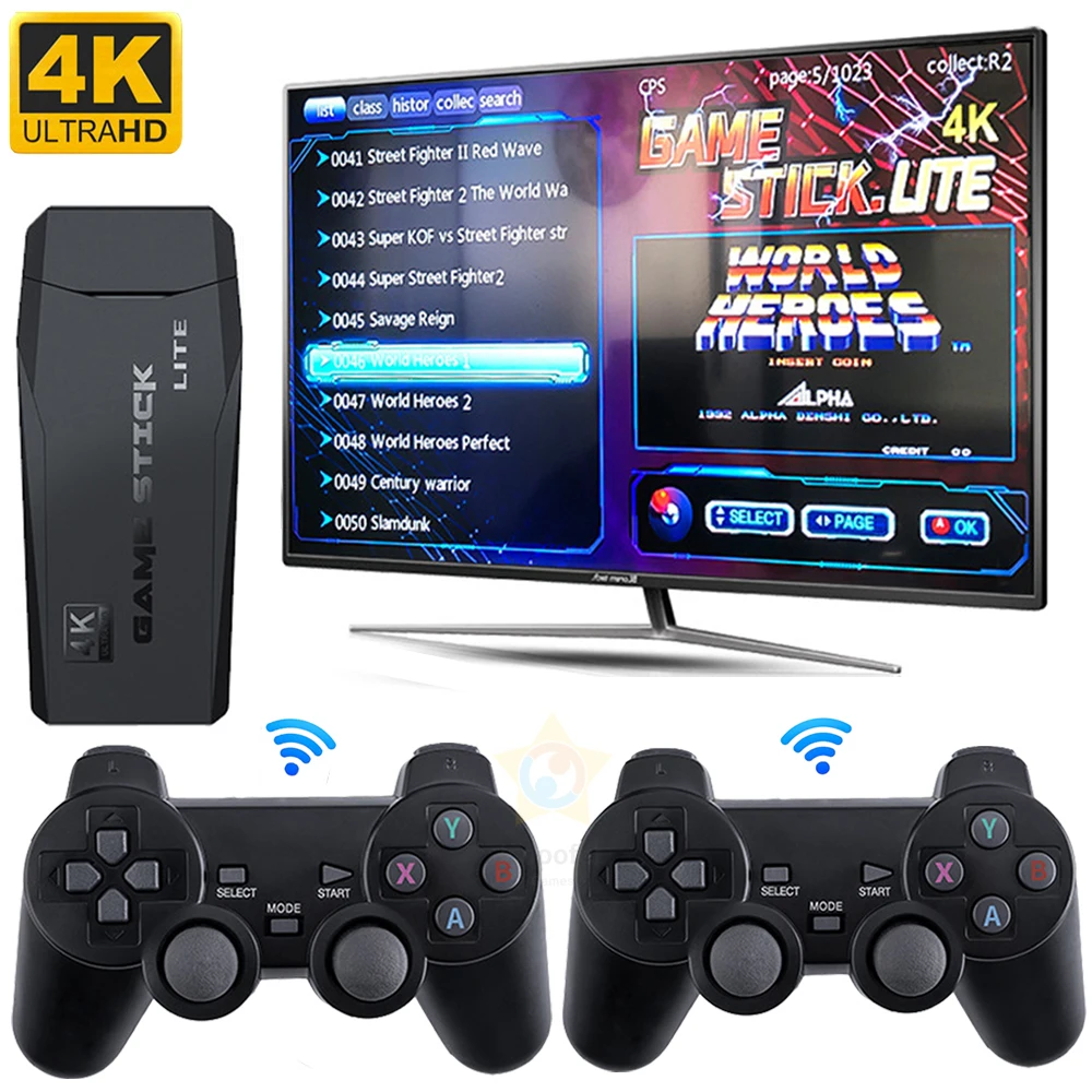 4K HD M8 Video Game Consoles 2.4G Wireless 10000+ Games 64GB Retro Mini Classic Gaming Gamepads TV Family Controller For PS1/GBA