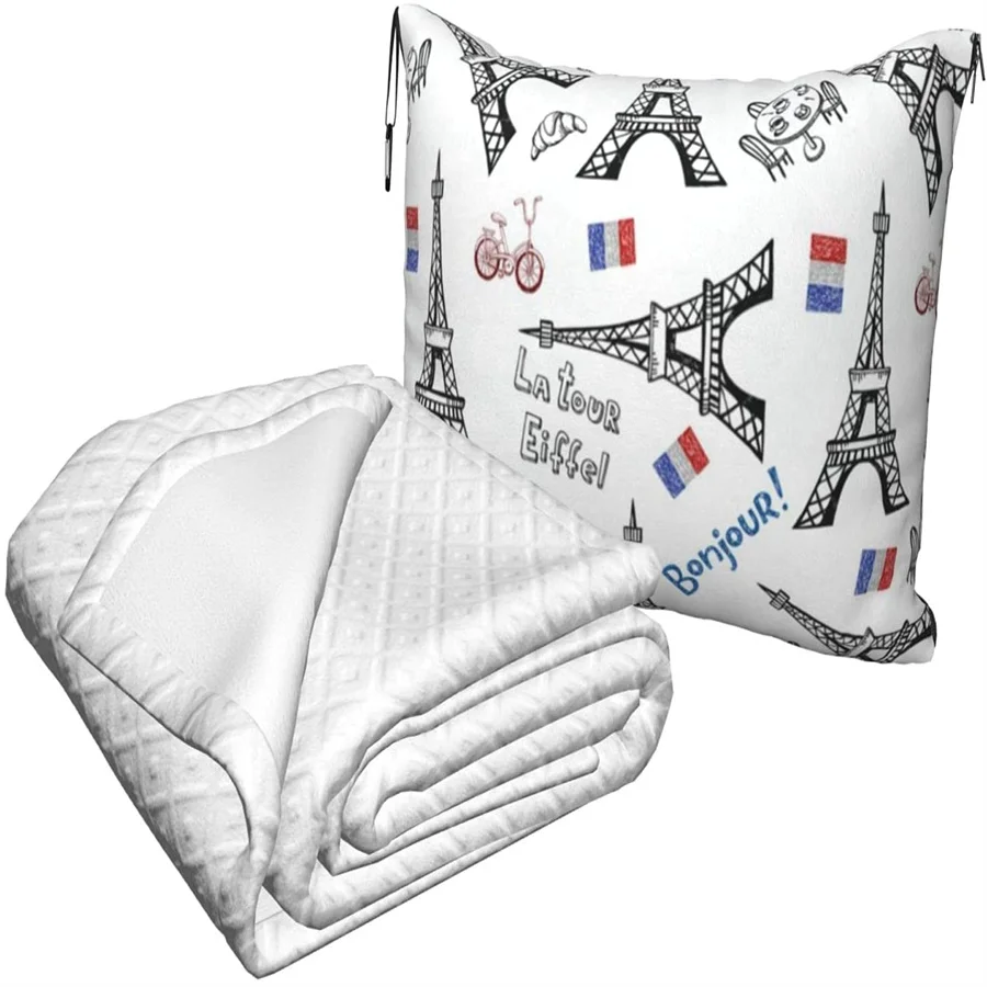 comprar Torre Eiffel Viagem Travesseiro Cobertor Dois-em-um Mochila Cinta E Compacto Avião Saco Cintura Suporte 60x43 Polegadas